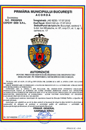 Autorizație DDD — Primăria Municipiului București (Prosper Expert DDD)